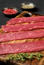 Closeup view of raw beef strips Royalty Free Stock Photo