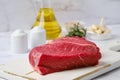 Closeup view of raw top side beef steak Royalty Free Stock Photo