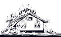 Burning house. Vector drawing sketch Royalty Free Stock Photo