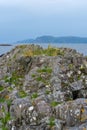 Closeup view of a rocky cliff in Refviksanden Beach