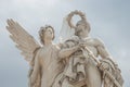 Closeup view at Roman statues in Schloss Bridge near Berlin Cathedral and Unter den Linden street in historical and museum