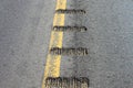 Closeup view of rumble strips on a road Royalty Free Stock Photo