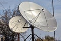 Closeup view of satellite dishes.Communications