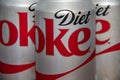 Closeup View of Several Cans of Diet Coke
