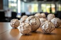 Closeup View of Several Crumpled Wrinkled Paper Balls on a Office Desk AI Generative Royalty Free Stock Photo