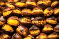 A closeup view of some roasted chestnuts in Navona Square, Christmas, Rome, Italy