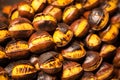 A closeup view of some roasted chestnuts in Navona Square, Christmas, Rome, Italy