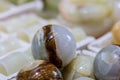 Closeup view of spheres made of onyx