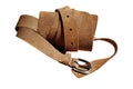 Closeup view of suede rolled belt Royalty Free Stock Photo