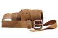Closeup view of suede rolled belt Royalty Free Stock Photo