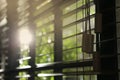 Closeup view of sunlit horizontal window