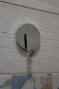 Towel hook in the bathroom on the wall