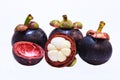 Closeup view of Tropical Fruit Mangosteens isolated on the white background