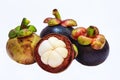 Closeup view of Tropical Fruit Mangosteens isolated on the white background