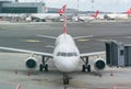 Closeup view of the A319 Turkish Airline in the gate