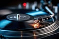 Close Up Turntable Needle Playing Vinyl Record Royalty Free Stock Photo