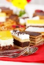 Closeup view of various sweet cakes