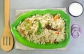 Vegetable biriyani and raita