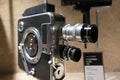 Closeup view of vintage film camera Admira 16 D made in Czechoslovakia