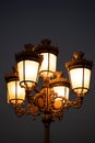Vintage old street light in the night Royalty Free Stock Photo