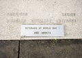 Closeup view war monument dedicated to the dead of all wars in the Veterans Memorial Garden, Dallas, Texas. Royalty Free Stock Photo