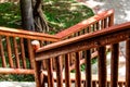 Closeup view of wooden banisters in outdoor