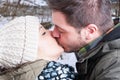 Closeup view of young couple kissing Royalty Free Stock Photo