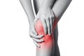 Closeup view of a young woman with knee pain. Royalty Free Stock Photo