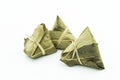 Closeup view of the zongzi sticky rice dumplings