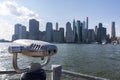 Viewfinder along the East River in Brooklyn Heights with a View of the Lower Manhattan Skyline in New York City Royalty Free Stock Photo