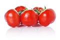 Closeup of vine tomatoes isolated on white Royalty Free Stock Photo