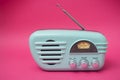 vintage fifties style radio on pink background Royalty Free Stock Photo