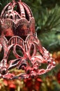 Closeup vintage metal bell Christmas tree ornament Royalty Free Stock Photo