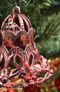 Closeup vintage metal bell Christmas tree ornament Royalty Free Stock Photo