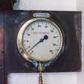 Closeup of a vintage water gauge from the Victorian era