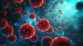 Closeup virus blood cells background