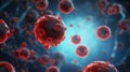 Closeup virus blood cells background