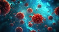 Closeup virus blood cells background