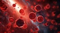 Closeup virus blood cells background