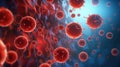 Closeup virus blood cells background