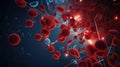 Closeup virus blood cells background