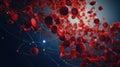 Closeup virus blood cells background