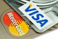 Closeup on Visa and Master Card credit cards Royalty Free Stock Photo