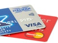 Closeup of Visa and Mastercard credit cards Royalty Free Stock Photo