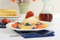 Closeup waffles with strawberries blueberries and ice cream Royalty Free Stock Photo