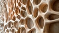 A closeup of a wall made from bioinspired materials shows a stunning pattern of intertwined vines and branches creating