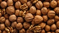 closeup walnuts seamless background AI generative