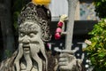 Closeup of a warrior statue at the Grand Palace in Bangkok, Thailand Royalty Free Stock Photo