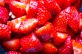 Closeup of washed and cut strawberries Royalty Free Stock Photo