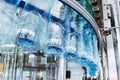 Closeup Water bottling line for processing mineral water